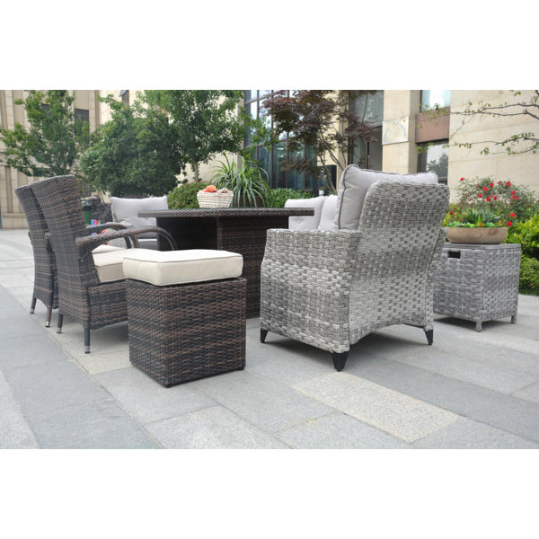 Red Barrel Studio® Harnadar Wicker/Rattan 9 Person Seating Group With